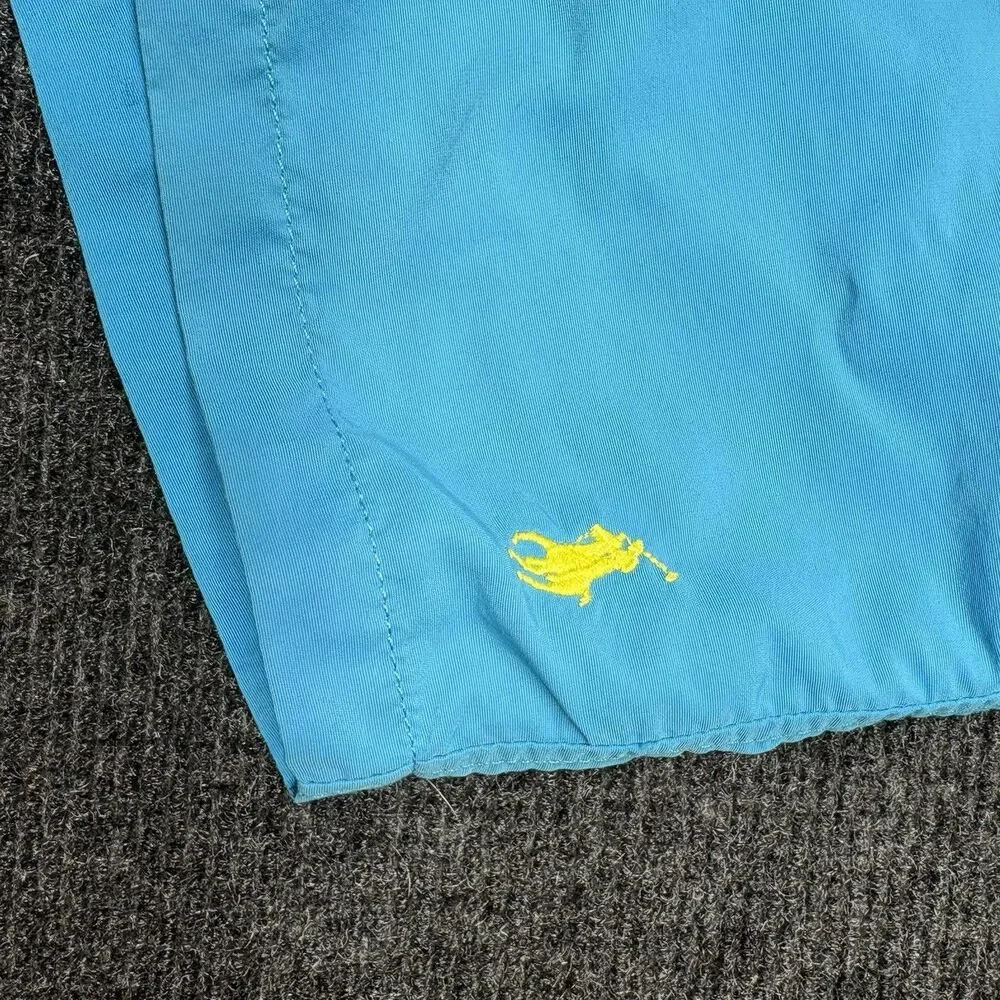 Vintage Polo Ralph Lauren Swim Trunks Shorts Mens XL Blue Yellow Pony Mesh Lined